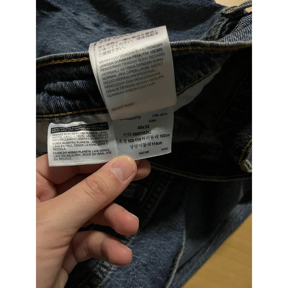 Levis 541 Jeans Mens 40x32 Blue Medium Wash Distressed Camo Patchwork Denim